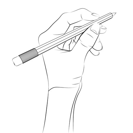  human hand holding pencilのイラスト素材