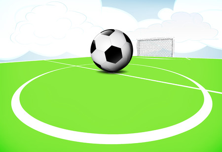 football playground scene of center circle with cloudy sky vectorのイラスト素材