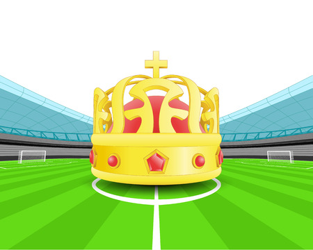 champion crown in the midfield of football stadium vector illustrationのイラスト素材