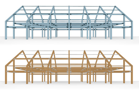 steel and wooden beam building scheme isolated vector illustrationのイラスト素材