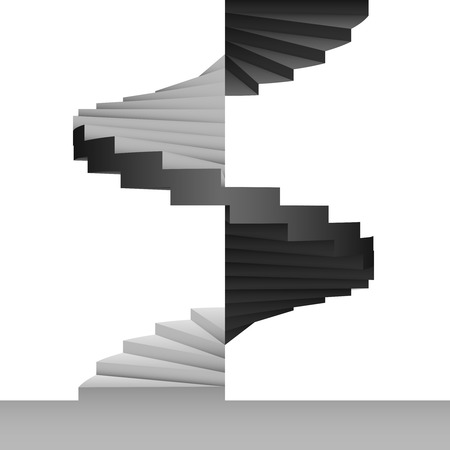 black and white circular stairway design background vector illustrationのイラスト素材