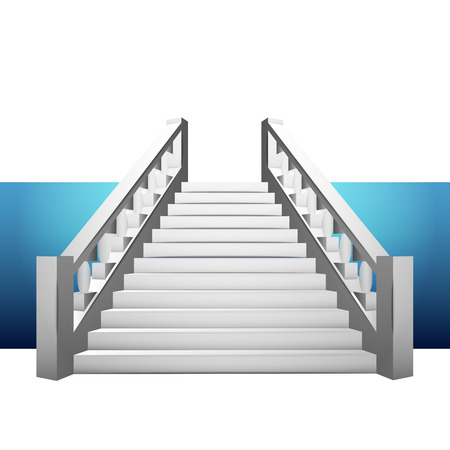 baroque staircase with balustrade on blue strip illustrationのイラスト素材