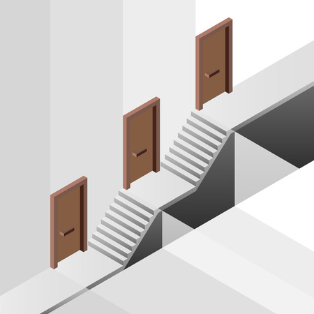 promotion way with floor levels behind door concept illustrationのイラスト素材
