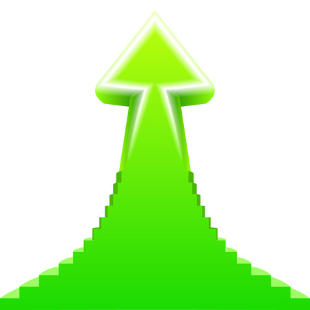 green arrow up with staircase on sides illustrationのイラスト素材