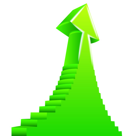 green arrow up with staircase on side design illustrationのイラスト素材