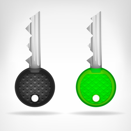 two circular keys object 3D design isolated on white illustrationのイラスト素材