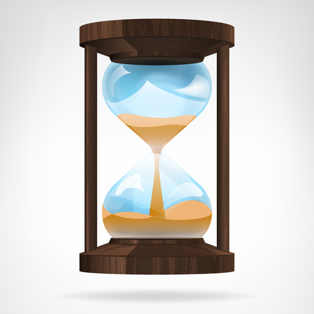 running wooden hourglass object isolated on white vector illustrationのイラスト素材