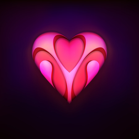 red trendy talisman design as love and heart symbol graphic isolated vector illustration on black backgroundのイラスト素材