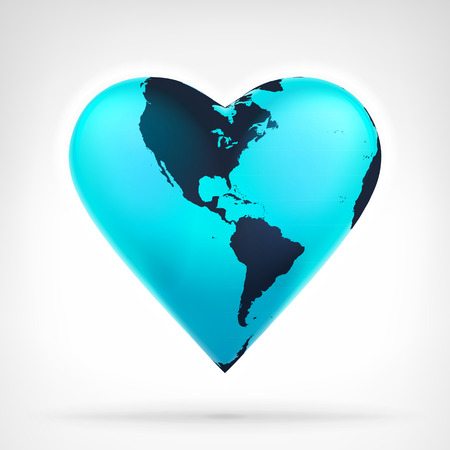 America earth globe shaped as heart at modern graphic design isolated vector illustration on white backgroundのイラスト素材