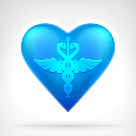 medical sign on blue heart symbol at modern icon graphic design isolated vector illustration on white backgroundのイラスト素材