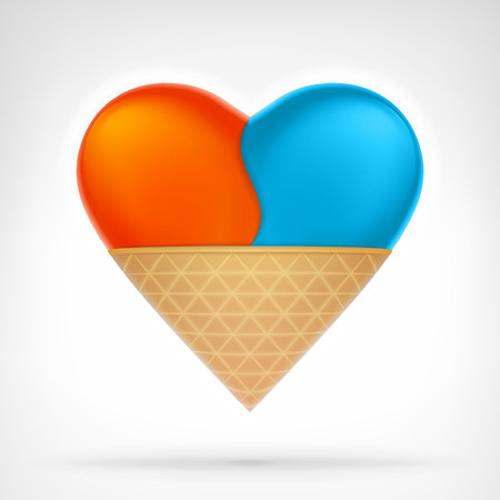 I love ice cream concept as snack designed as heart shape isolated vector illustration on white backgroundのイラスト素材