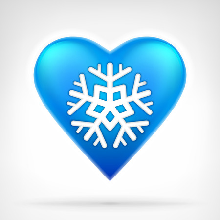 I love winter concept as snowflake on blue heart icon design isolated vector illustration on white backgroundのイラスト素材