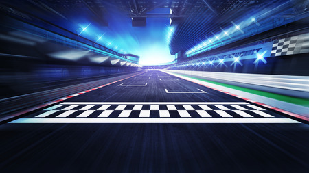 finish line on the racetrack with spotlights in motion blur, racing sport digital background illustrationの写真素材