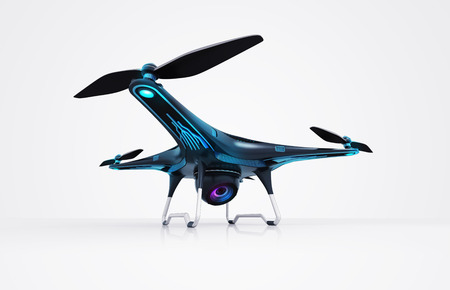 side view of the futuristic black drone concept 3D illustration