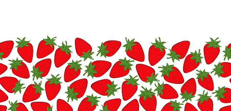 Strawberry fruit decorative horizontal seamless border patternのイラスト素材