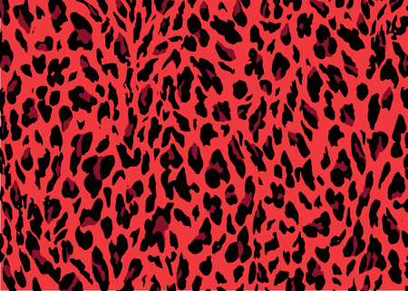 Red Leopard skin pattern design. Leopard print vector illustration background. Wildlife fur skin design illustration for print, web, home decor,のイラスト素材