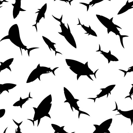 Shark seamless pattern. Shark silhouette vector background. For print, textile, web, home decor, fashion, surface, graphic designのイラスト素材