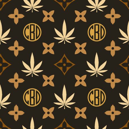 Marijuana seamless pattern. Vector illustration background. Cannabis leaf. Tile background. For web, packaging, wrapping, fashion, decor, surface, graphic designのイラスト素材