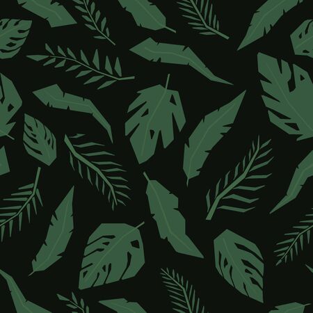 Tropical jungle leaves seamless pattern. Hand drawn illustration pattern.のイラスト素材