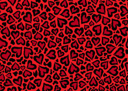 Red Leopard skin pattern design. Abstract love shape leopard print vector illustration background. Wildlife fur skin design illustration for print, web, home decor, fashion, surface, graphic designのイラスト素材