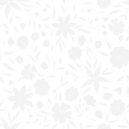 Abstract Batik flowers seamless pattern. Subtle white background. Vector illustration for surface design, print, poster, icon, web, graphic designs.のイラスト素材