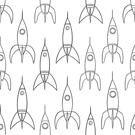 Rockets doodle seamless pattern. Hand drawn background. Vector illustration for surface design, print, poster, icon, web, graphic designs.のイラスト素材