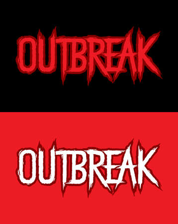 Outbreak. Hand lettering art. Brush style letters on isolated background. Red and black. Vector text illustration t shirt design, print, poster, icon, web, graphic designs.のイラスト素材