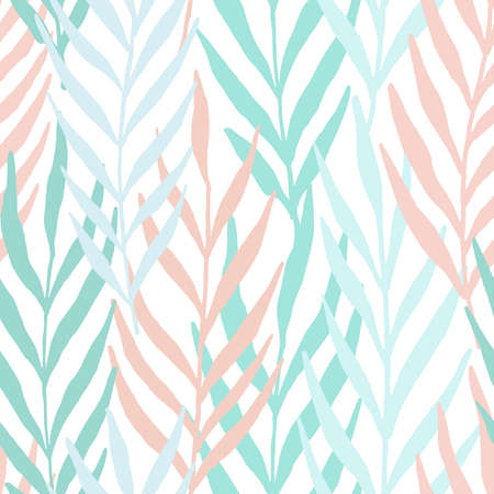 Pastel leaves seamless pattern. Vector pattern illustration for surface design, print, poster, icon, web, graphic designs.のイラスト素材