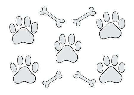 Paws and Bones doodle collection. Digital Illustrationのイラスト素材