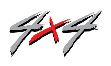 4x4 logo. Brush Hand lettering design.  Digital typography illustrationのイラスト素材