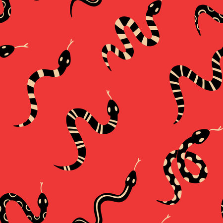 Coral snake doodle seamless pattern. Digital Illustration Backgroundのイラスト素材