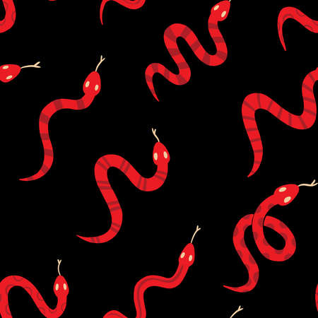 Coral snake doodle seamless pattern. Digital Illustration Background