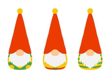 Gnomes flat lay character doodle. Vector illustrationのイラスト素材