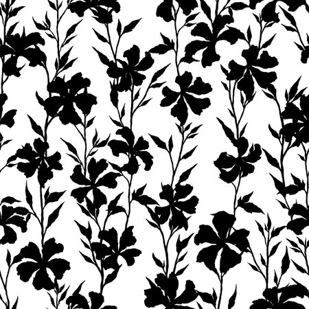 Common Mallow flower floral seamless pattern. Vector illustration floral design background.のイラスト素材