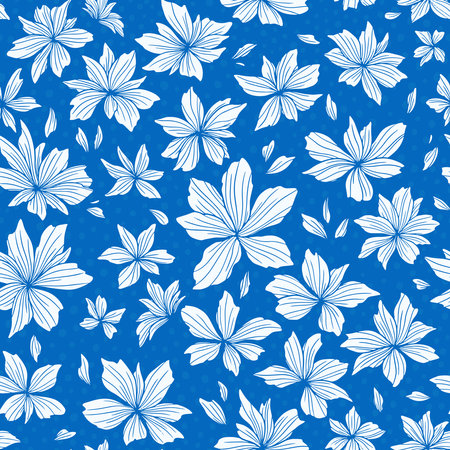 Azalea flower seamless repeat pattern. Vector illustration backgroundのイラスト素材