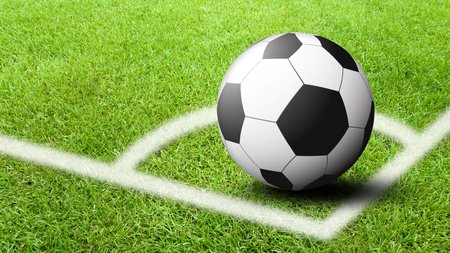 soccer ball on soccer fieldの写真素材