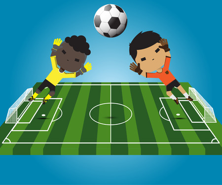 illustration soccer player goalkeeper jumping catches the ballのイラスト素材