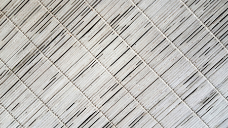 Mat white wood blinds texture. Bamboo curtain.の写真素材
