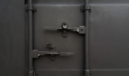 Front view Container. Open Container. Color gray Cargo Container.の写真素材
