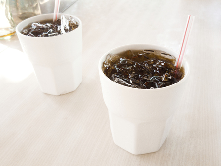 Cup of white plastic with Sodaの写真素材