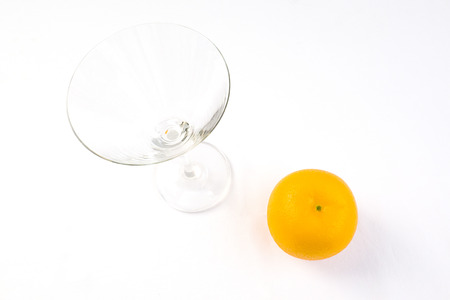 Oranges and glass isolated on white backgroundの写真素材