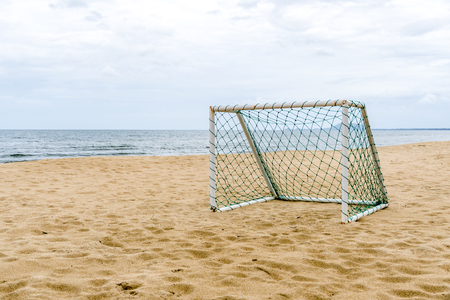 Goal Soccer on the Beach for Leisure Sport Activity in Summer Holidayの写真素材