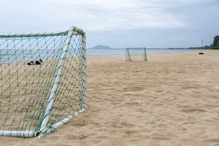 Goal Soccer on the Beach for Leisure Sport Activity in Summer Holidayの写真素材