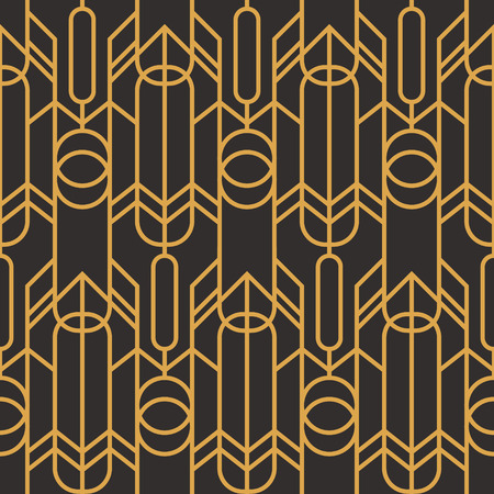 Art Deco seamless luxury geometric pattern. Golden lined shape. Vector Leaves stylish background. Abstract sea shell illustration.のイラスト素材