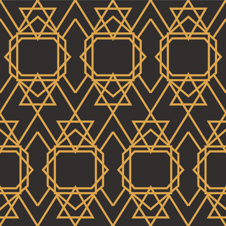 Art Deco seamless luxury geometric pattern. Golden lined shape. Vector Leaves stylish background. Abstract sea shell illustration.のイラスト素材