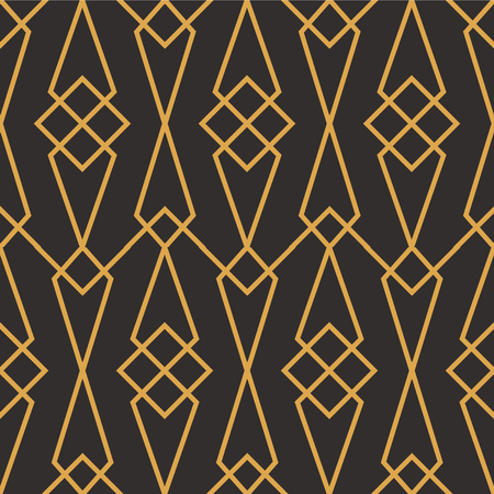 Art Deco seamless luxury geometric pattern. Golden lined shape. Vector Leaves stylish background. Abstract sea shell illustration.のイラスト素材