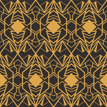 Art Deco seamless luxury geometric pattern. Golden lined shape. Vector Leaves stylish background. Abstract sea shell illustration.のイラスト素材