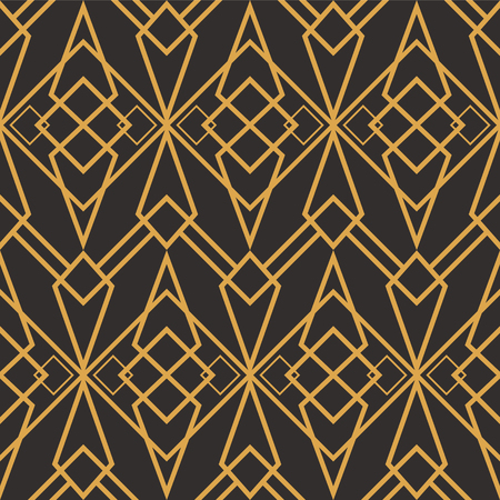 Art Deco seamless luxury geometric pattern. Golden lined shape. Vector Leaves stylish background. Abstract sea shell illustration.のイラスト素材
