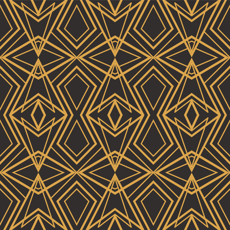 Art Deco seamless luxury geometric pattern. Golden lined shape. Vector Leaves stylish background. Abstract sea shell illustration.のイラスト素材