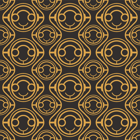 Art Deco seamless luxury geometric pattern. Golden lined shape. Vector Leaves stylish background. Abstract sea shell illustration.のイラスト素材